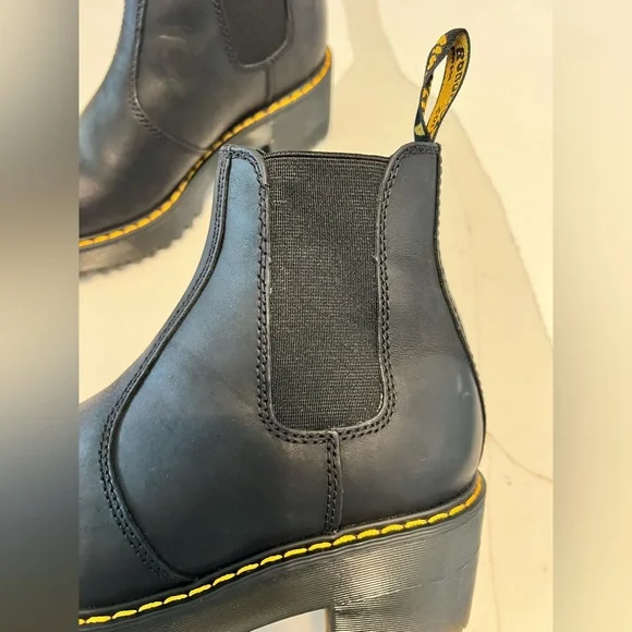 New $198 Dr. Martens Rometty leather black ankle Chelsea platform boots 36 5 - Picture 6 of 10